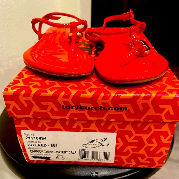 Tory Burch NIB red sandals 6.5 - Picture 1 of 6